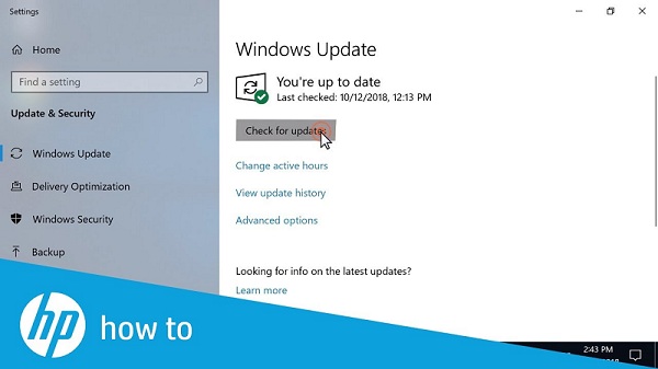 Checking for windows updates